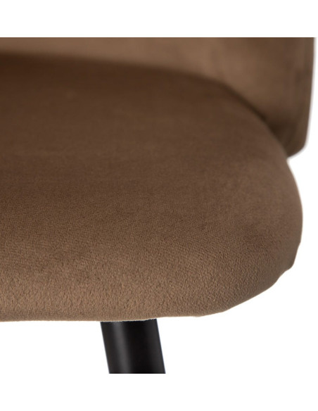 Tabouret de bar moderne avec dossier en Velours Marron Métal Noir Bravira (Lot de 2) - 6