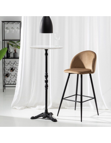 Tabouret de bar moderne avec dossier en Velours Marron Métal Noir Bravira (Lot de 2) - 10