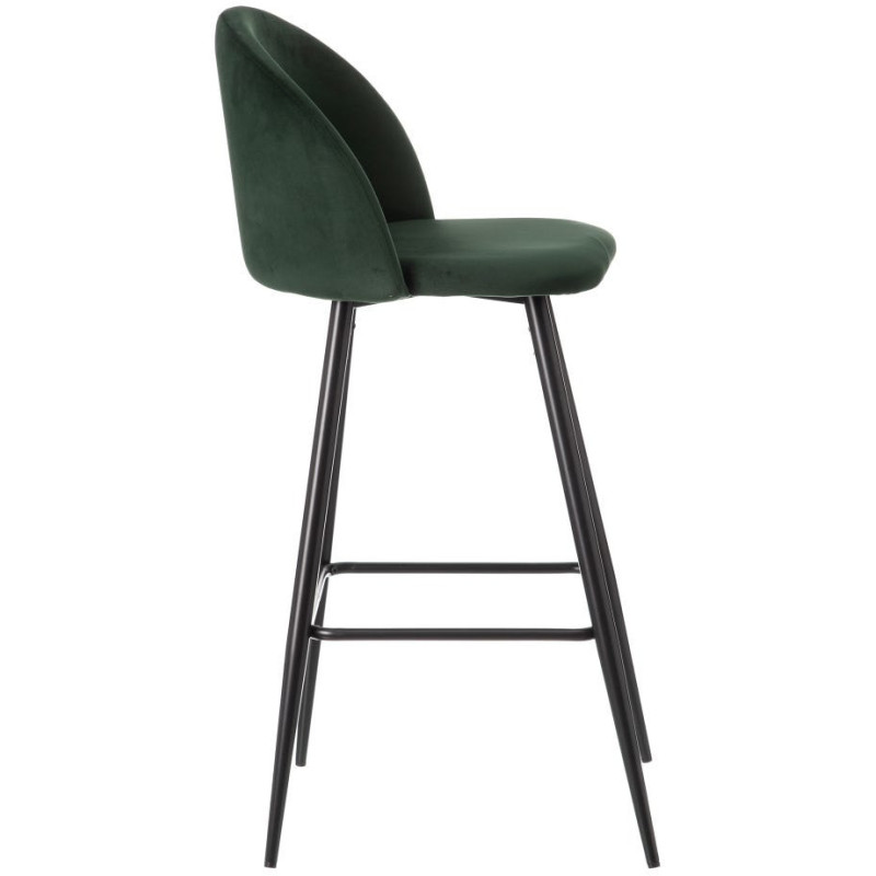 Tabouret de bar moderne avec dossier en Velours Vert foncé Métal Noir Bravira (Lot de 2) - 3