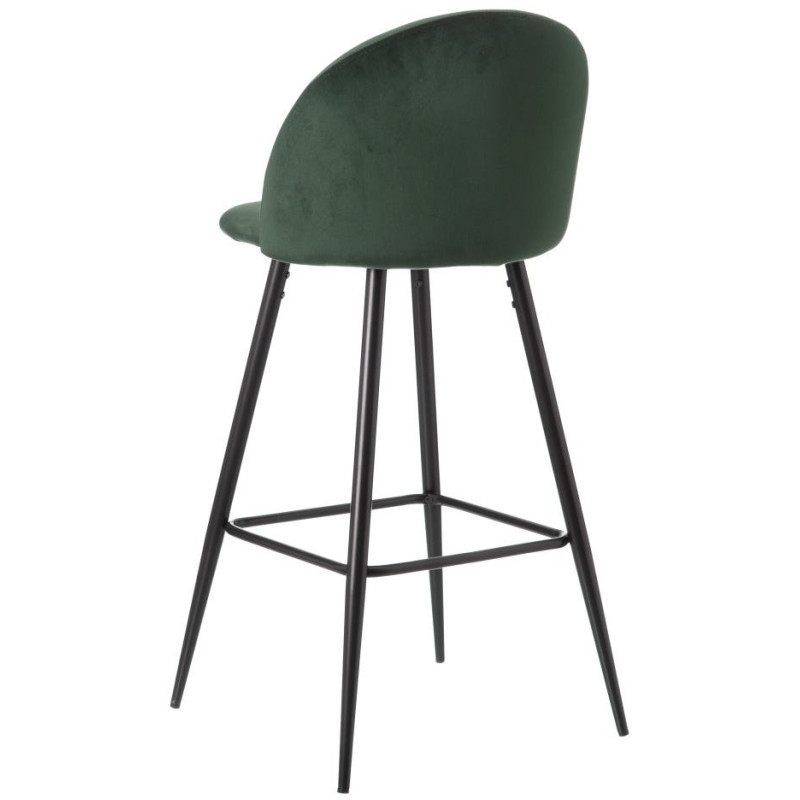 Tabouret de bar moderne avec dossier en Velours Vert foncé Métal Noir Bravira (Lot de 2) - 4