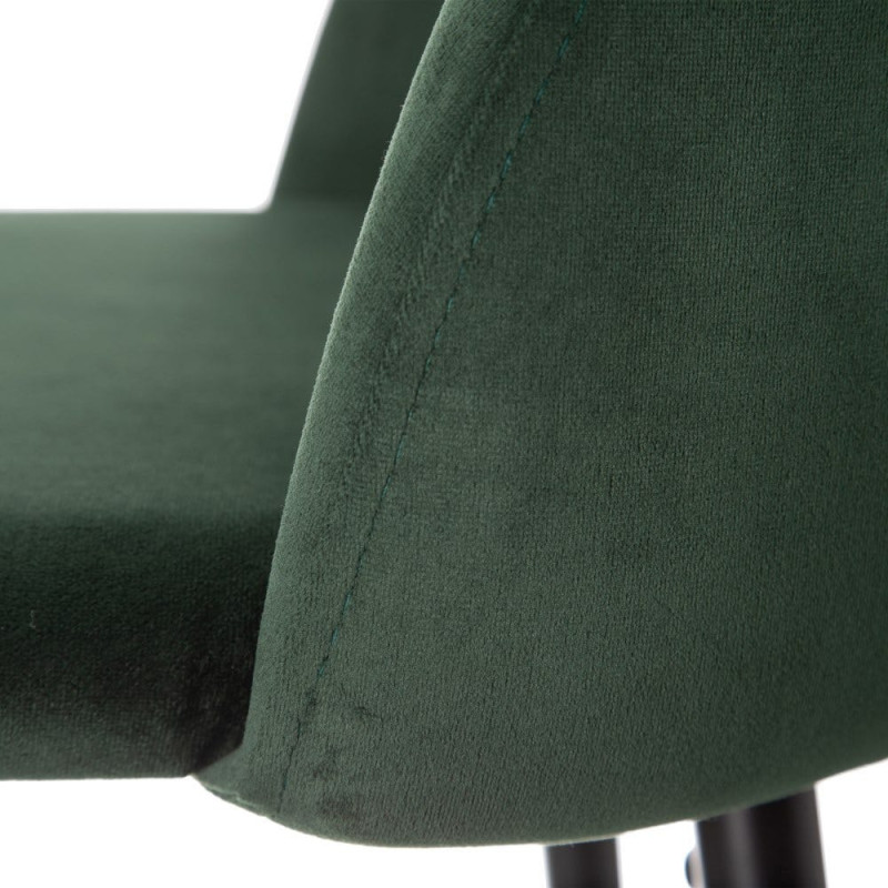 Tabouret de bar moderne avec dossier en Velours Vert foncé Métal Noir Bravira (Lot de 2) - 5