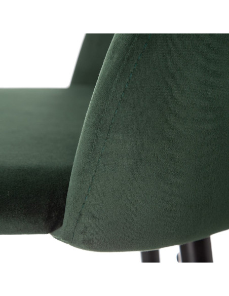 Tabouret de bar moderne avec dossier en Velours Vert foncé Métal Noir Bravira (Lot de 2) - 5