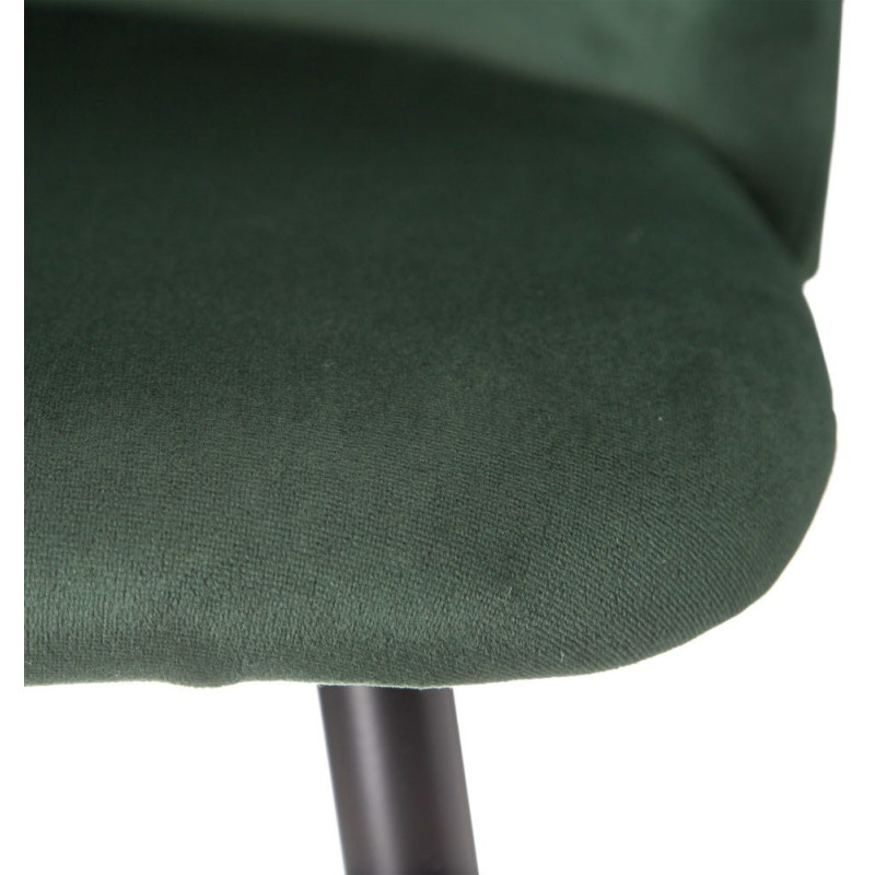 Tabouret de bar moderne avec dossier en Velours Vert foncé Métal Noir Bravira (Lot de 2) - 6