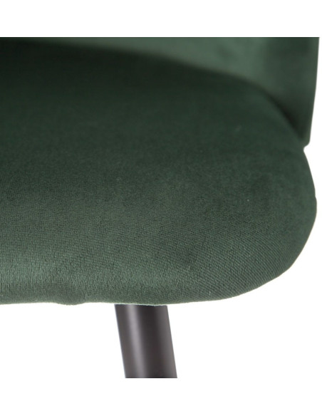 Tabouret de bar moderne avec dossier en Velours Vert foncé Métal Noir Bravira (Lot de 2) - 6
