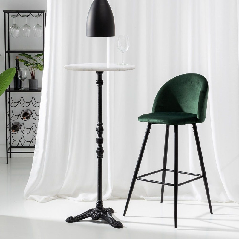 Tabouret de bar moderne avec dossier en Velours Vert foncé Métal Noir Bravira (Lot de 2) - 10