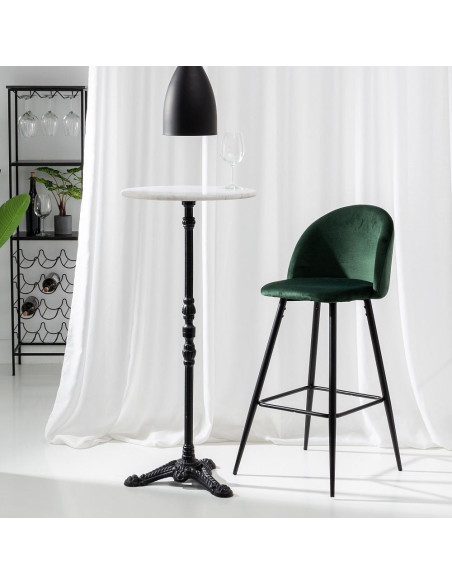 Tabouret de bar moderne avec dossier en Velours Vert foncé Métal Noir Bravira (Lot de 2) - 10