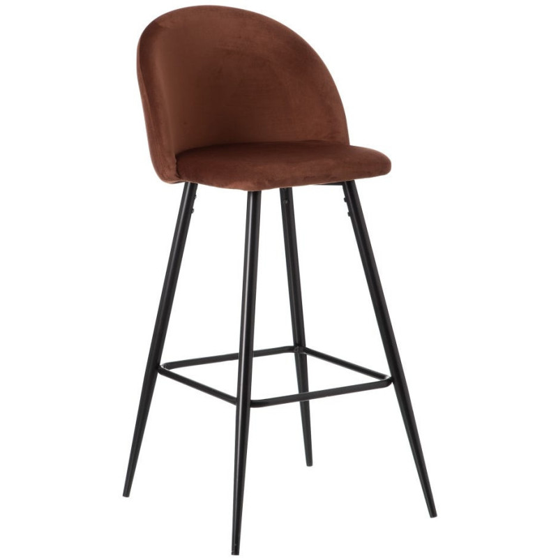 Tabouret de bar moderne avec dossier en Velours Terracotta Métal Noir Bravira (Lot de 2) - 1