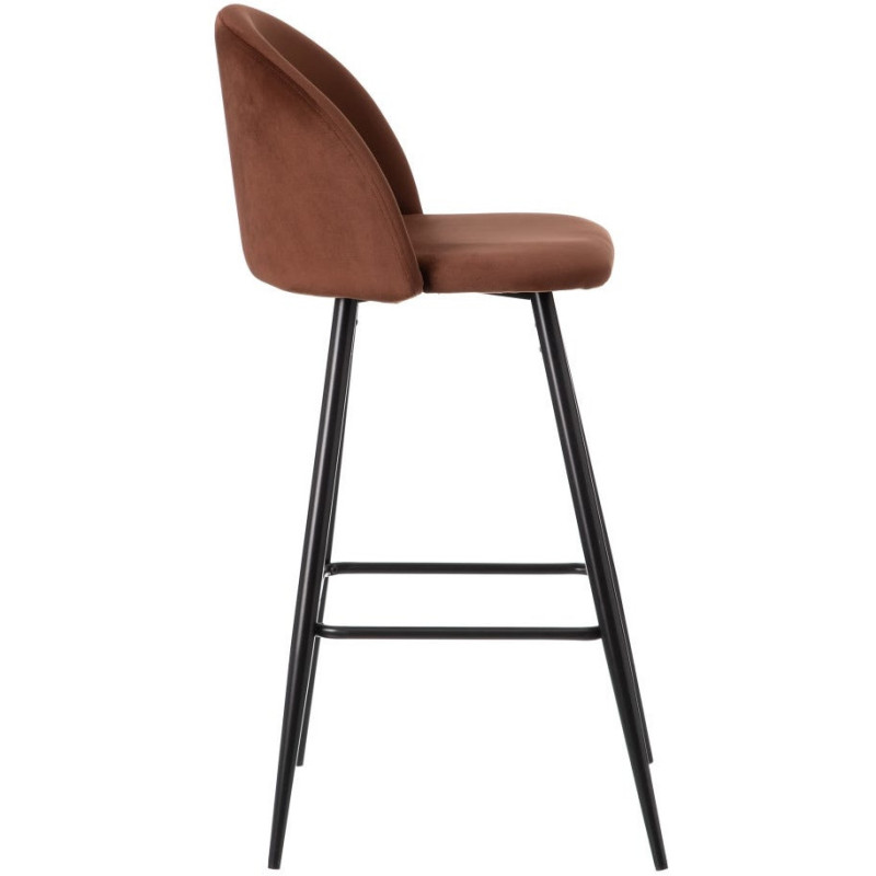 Tabouret de bar moderne avec dossier en Velours Terracotta Métal Noir Bravira (Lot de 2) - 3