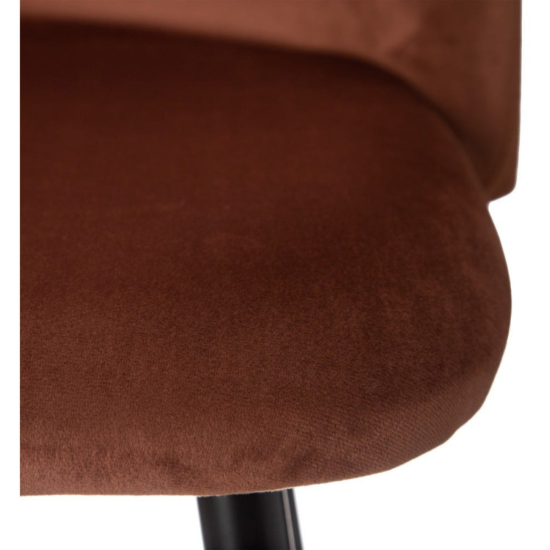 Tabouret de bar moderne avec dossier en Velours Terracotta Métal Noir Bravira (Lot de 2) - 6