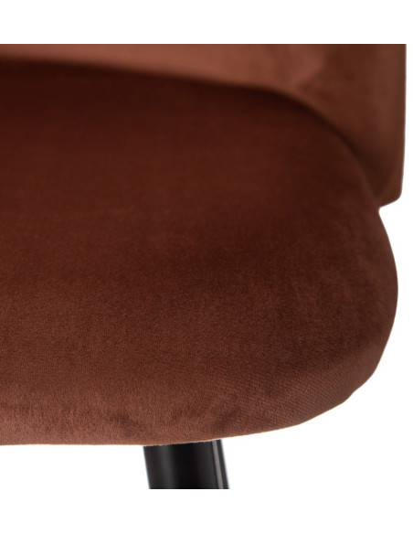 Tabouret de bar moderne avec dossier en Velours Terracotta Métal Noir Bravira (Lot de 2) - 6