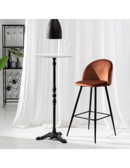 Tabouret de bar moderne avec dossier en Velours Terracotta Métal Noir Bravira (Lot de 2) - 10