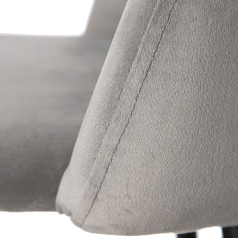 Tabouret de bar moderne avec dossier en Velours Gris Métal Noir Bravira (Lot de 2) - 5