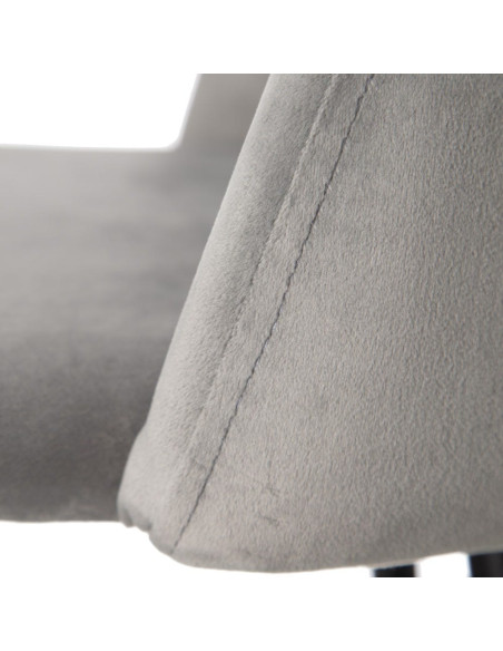 Tabouret de bar moderne avec dossier en Velours Gris Métal Noir Bravira (Lot de 2) - 5