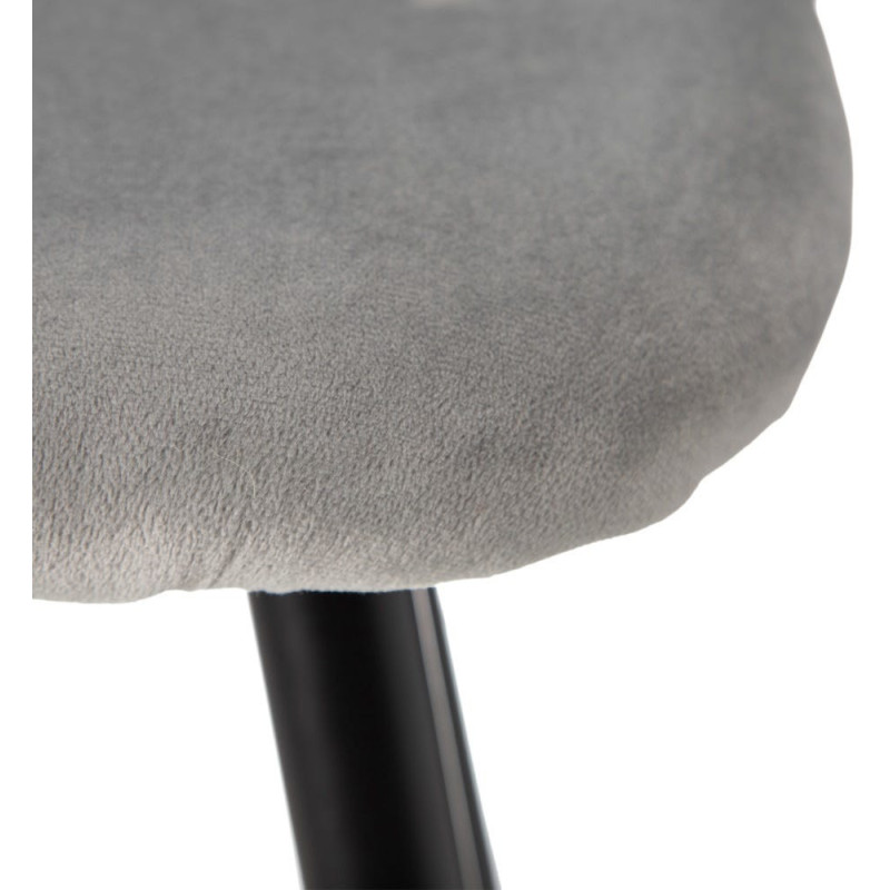 Tabouret de bar moderne avec dossier en Velours Gris Métal Noir Bravira (Lot de 2) - 6
