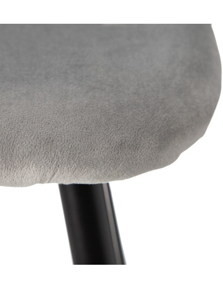 Tabouret de bar moderne avec dossier en Velours Gris Métal Noir Bravira (Lot de 2) - 6