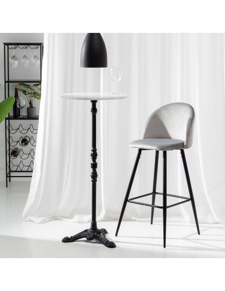 Tabouret de bar moderne avec dossier en Velours Gris Métal Noir Bravira (Lot de 2) - 10