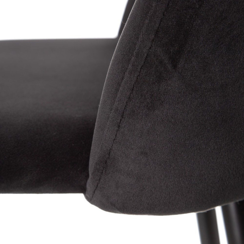 Tabouret de bar moderne avec dossier en Velours Noir Métal Noir Bravira (Lot de 2) - 5