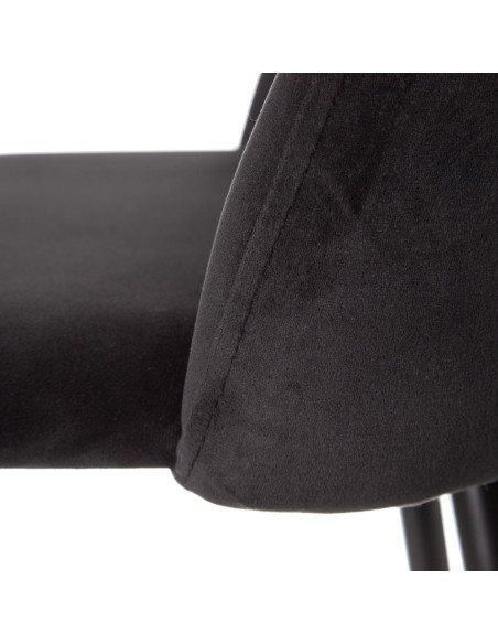 Tabouret de bar moderne avec dossier en Velours Noir Métal Noir Bravira (Lot de 2) - 5