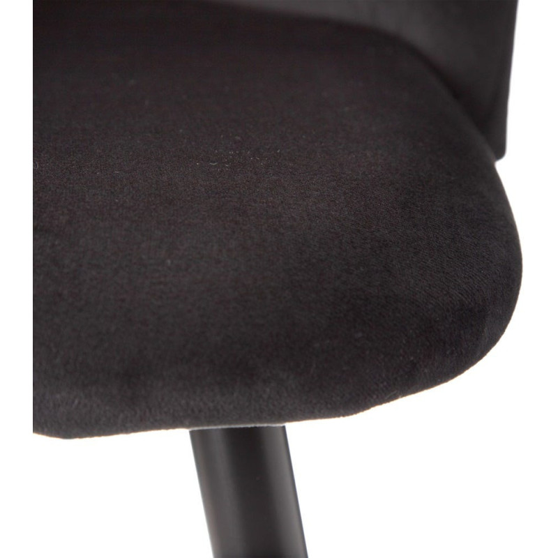 Tabouret de bar moderne avec dossier en Velours Noir Métal Noir Bravira (Lot de 2) - 6