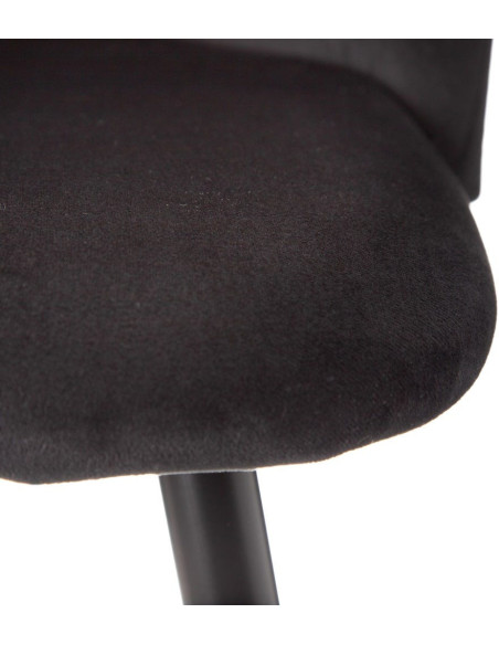Tabouret de bar moderne avec dossier en Velours Noir Métal Noir Bravira (Lot de 2) - 6