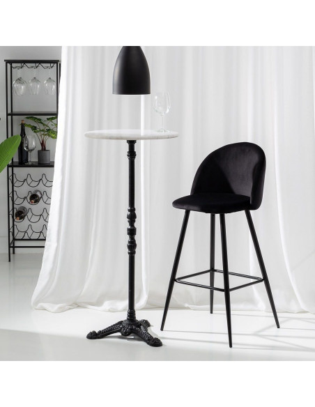 Tabouret de bar moderne avec dossier en Velours Noir Métal Noir Bravira (Lot de 2) - 10