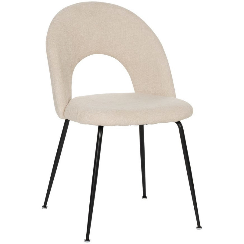 Chaise arrondie mid-century moderne en Tissu Blanc Métal Noir Bayani (Lot de 4) - 1