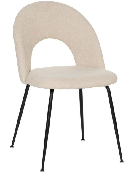 Chaise arrondie mid-century moderne en Tissu Blanc Métal Noir Bayani (Lot de 4) - 1