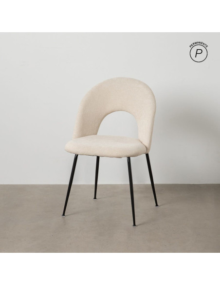 Chaise arrondie mid-century moderne en Tissu Blanc Métal Noir Bayani (Lot de 4) - 10