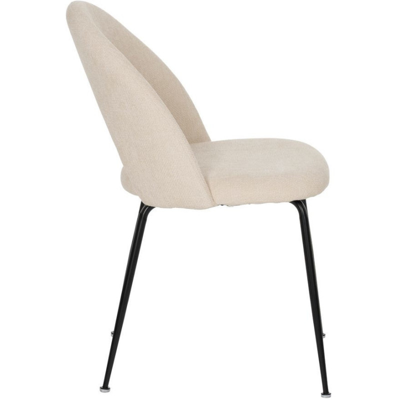 Chaise arrondie mid-century moderne en Tissu Blanc Métal Noir Bayani (Lot de 4) - 2