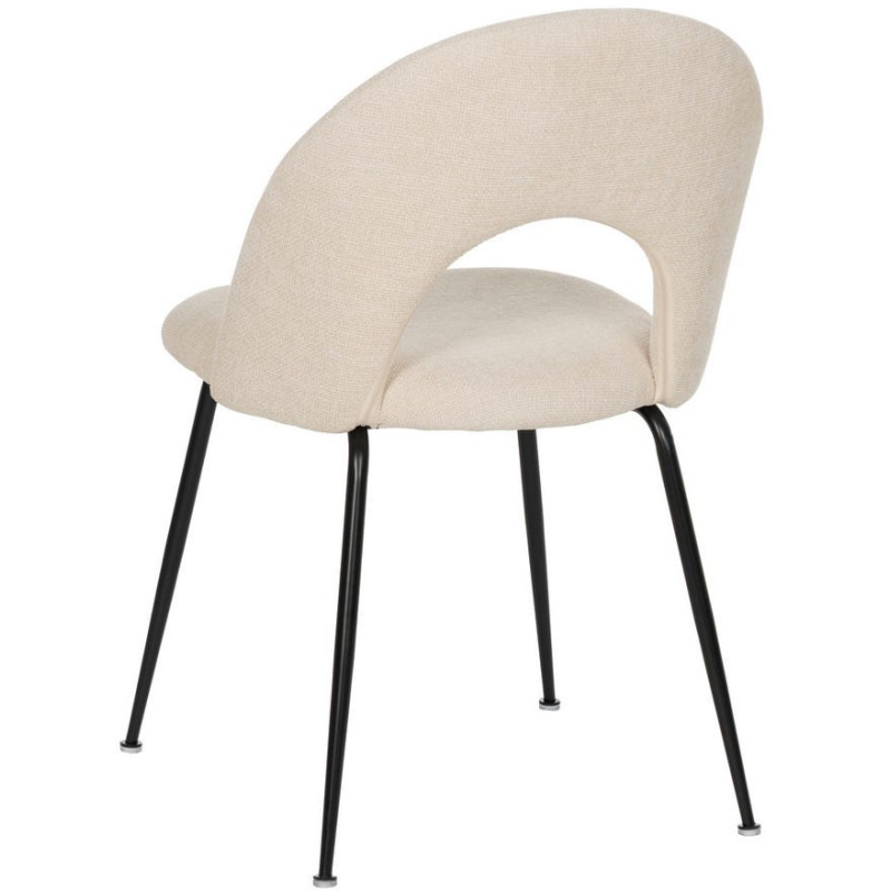 Chaise arrondie mid-century moderne en Tissu Blanc Métal Noir Bayani (Lot de 4) - 3