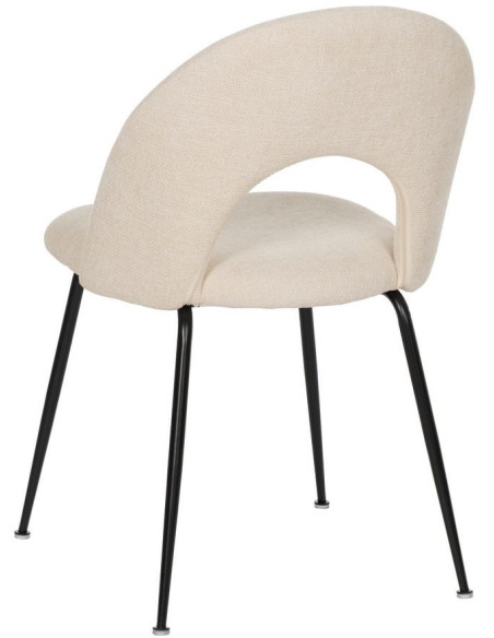 Chaise arrondie mid-century moderne en Tissu Blanc Métal Noir Bayani (Lot de 4) - 3