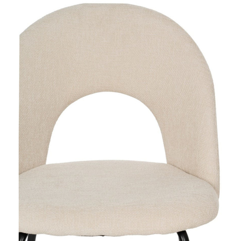 Chaise arrondie mid-century moderne en Tissu Blanc Métal Noir Bayani (Lot de 4) - 4