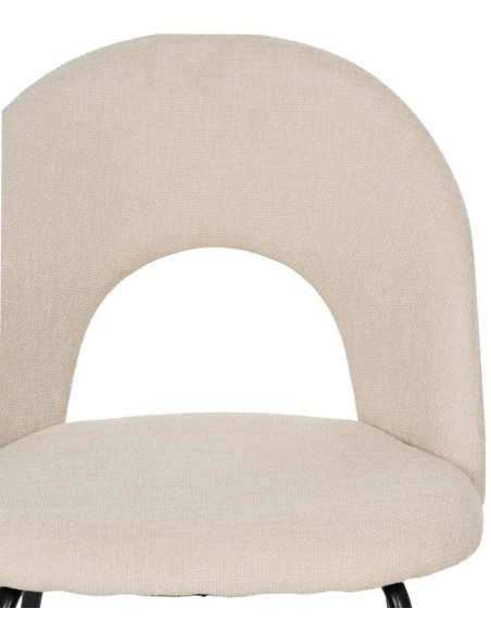 Chaise arrondie mid-century moderne en Tissu Blanc Métal Noir Bayani (Lot de 4) - 4