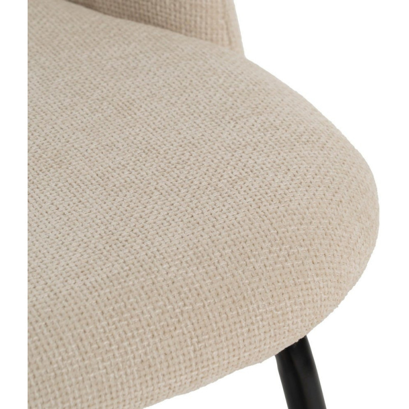 Chaise arrondie mid-century moderne en Tissu Blanc Métal Noir Bayani (Lot de 4) - 6