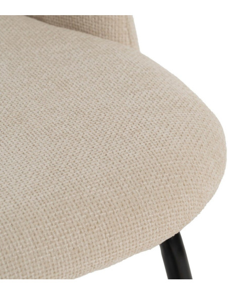 Chaise arrondie mid-century moderne en Tissu Blanc Métal Noir Bayani (Lot de 4) - 6