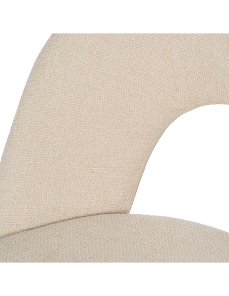 Chaise arrondie mid-century moderne en Tissu Blanc Métal Noir Bayani (Lot de 4) - 7