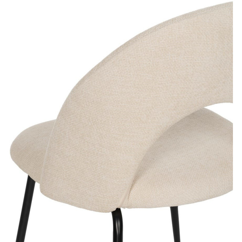 Chaise arrondie mid-century moderne en Tissu Blanc Métal Noir Bayani (Lot de 4) - 8