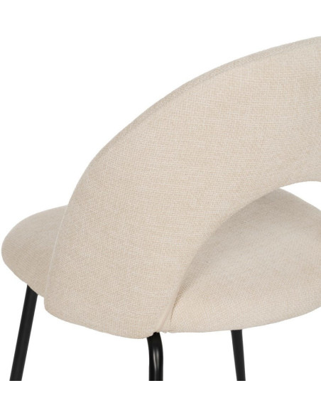 Chaise arrondie mid-century moderne en Tissu Blanc Métal Noir Bayani (Lot de 4) - 8