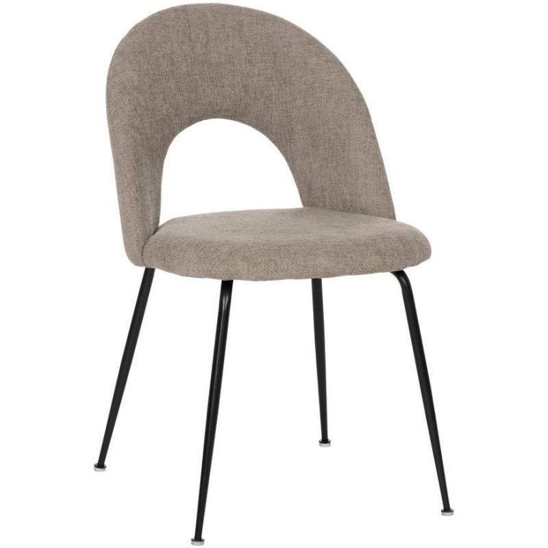 Chaise arrondie mid-century moderne en Tissu Taupe Métal Noir Bayani (Lot de 4) - 1