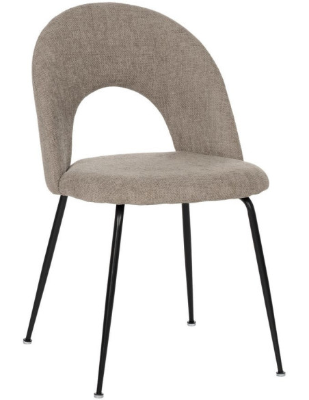 Chaise arrondie mid-century moderne en Tissu Taupe Métal Noir Bayani (Lot de 4) - 1