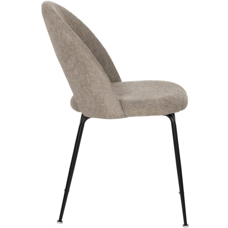Chaise arrondie mid-century moderne en Tissu Taupe Métal Noir Bayani (Lot de 4) - 2