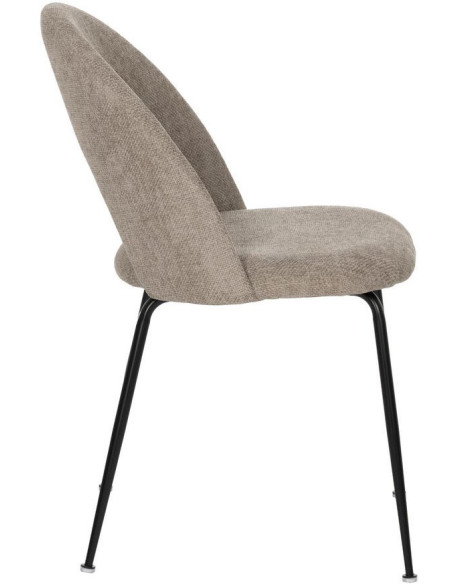 Chaise arrondie mid-century moderne en Tissu Taupe Métal Noir Bayani (Lot de 4) - 2