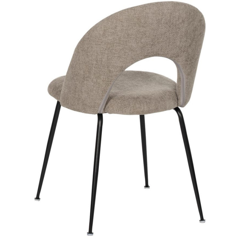 Chaise arrondie mid-century moderne en Tissu Taupe Métal Noir Bayani (Lot de 4) - 3