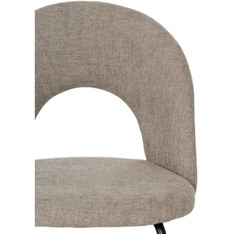 Chaise arrondie mid-century moderne en Tissu Taupe Métal Noir Bayani (Lot de 4) - 4