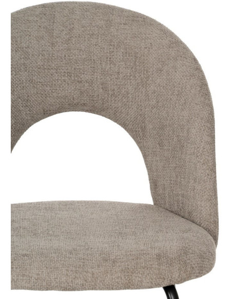 Chaise arrondie mid-century moderne en Tissu Taupe Métal Noir Bayani (Lot de 4) - 4
