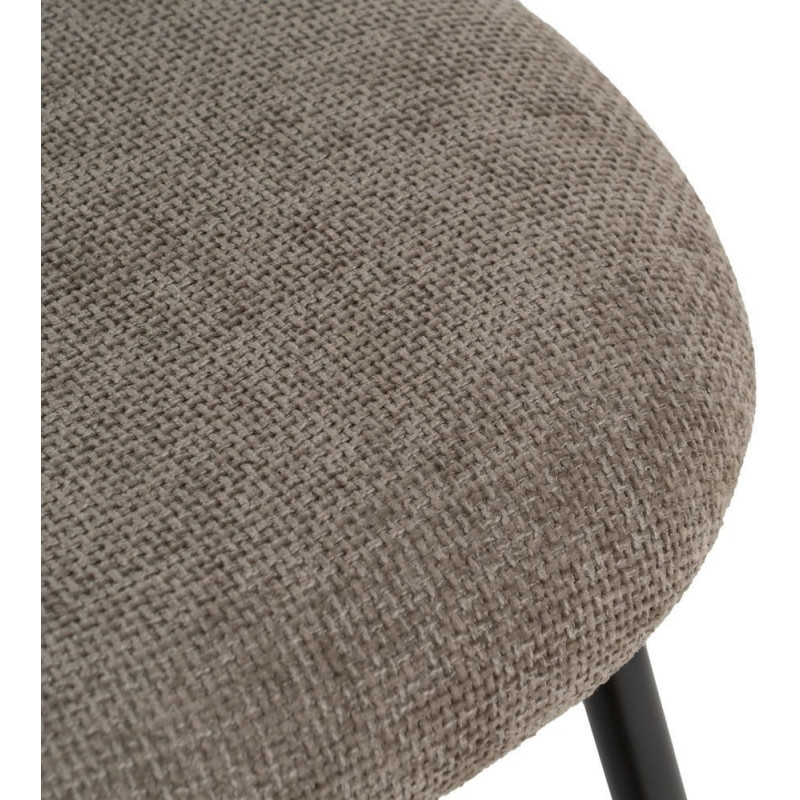 Chaise arrondie mid-century moderne en Tissu Taupe Métal Noir Bayani (Lot de 4) - 6