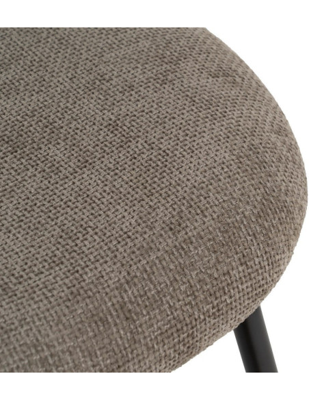 Chaise arrondie mid-century moderne en Tissu Taupe Métal Noir Bayani (Lot de 4) - 6