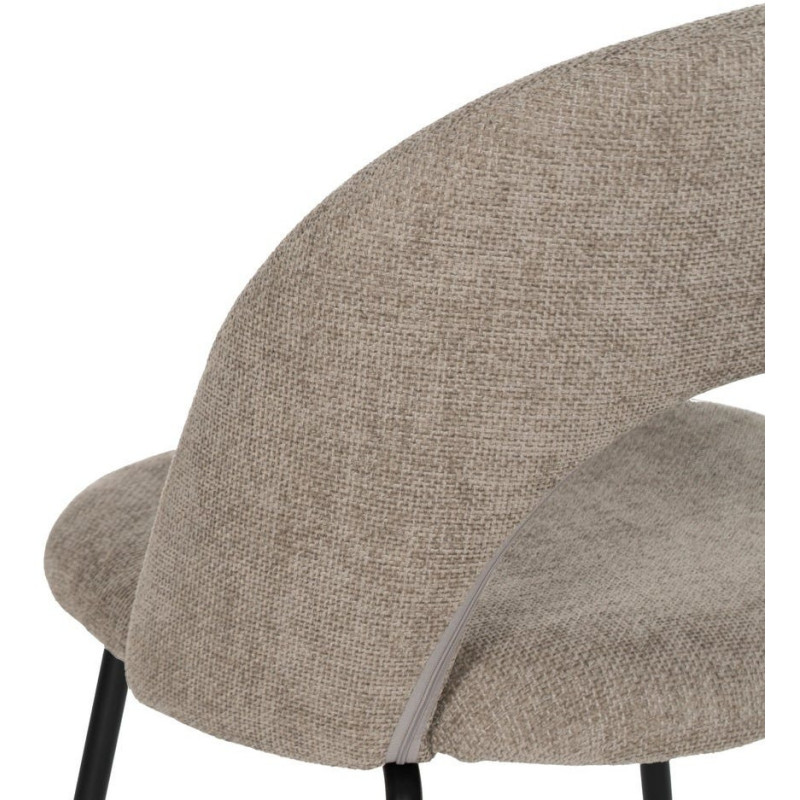 Chaise arrondie mid-century moderne en Tissu Taupe Métal Noir Bayani (Lot de 4) - 8