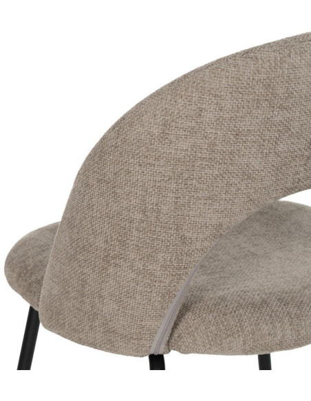 Chaise arrondie mid-century moderne en Tissu Taupe Métal Noir Bayani (Lot de 4) - 8