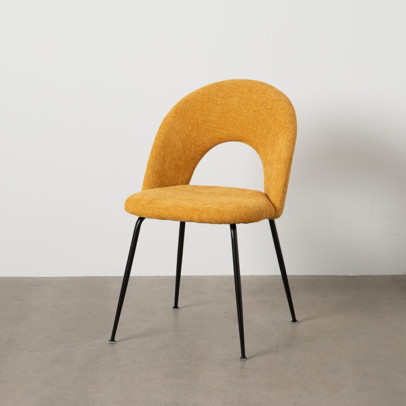 Chaise arrondie mid-century moderne en Tissu Jaune moutarde Métal Noir Bayani (Lot de 4) - 10